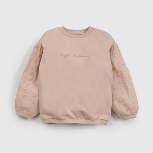 Polerón Rosado Manga Broderie de Niña Infantil talla 3/6 M a 24m/36 M