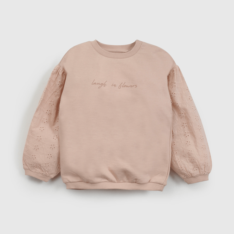 Polerón Rosado Manga Broderie de Niña Infantil talla 3/6 M a 24m/36 M