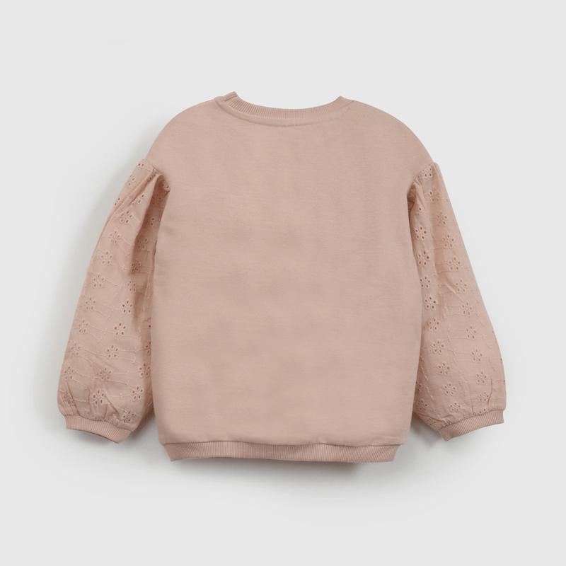 Polerón Rosado Manga Broderie de Niña Infantil talla 3/6 M a 24m/36 M