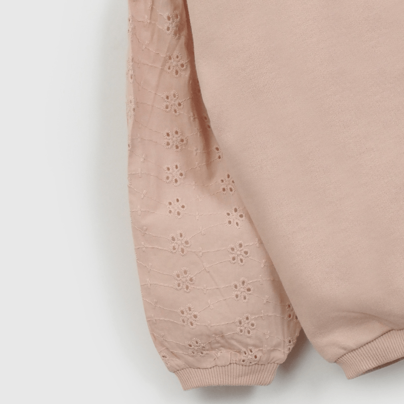 Polerón Rosado Manga Broderie de Niña Infantil talla 3/6 M a 24m/36 M