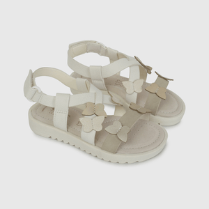 Sandalia Blanca con Aplicación de Mariposas de Caminante talla 21 a 27