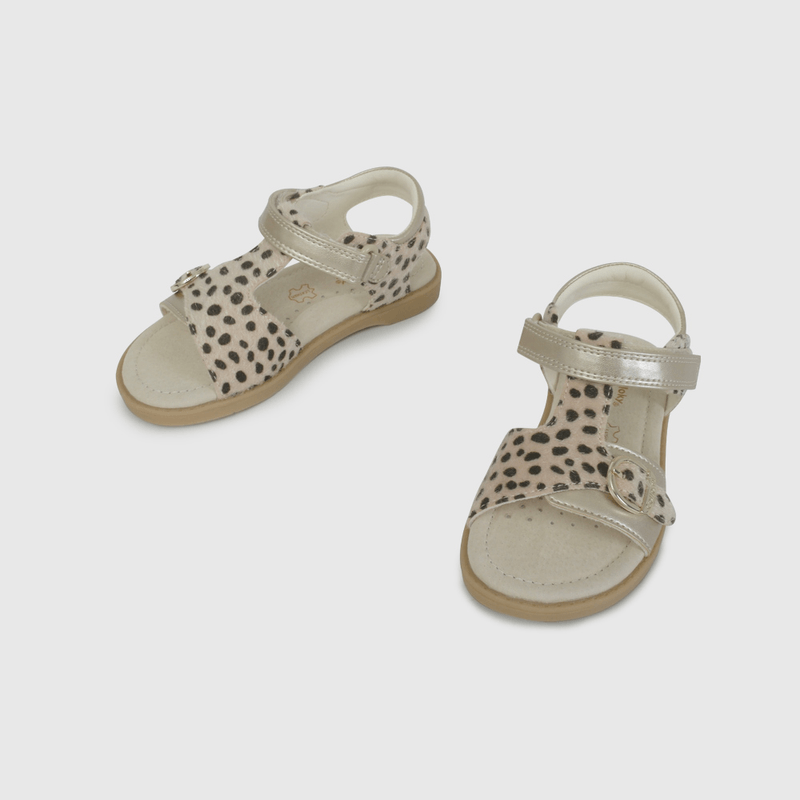 Sandalia de Vestir Dorada con Animal Print  de Caminante talla 21 a 27