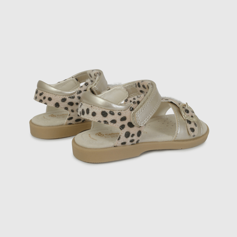 Sandalia de Vestir Dorada con Animal Print  de Caminante talla 21 a 27