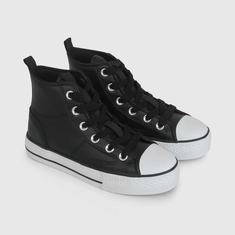 Zapatilla Plataforma Niña Caña Baja Negra Talla 28 al 33