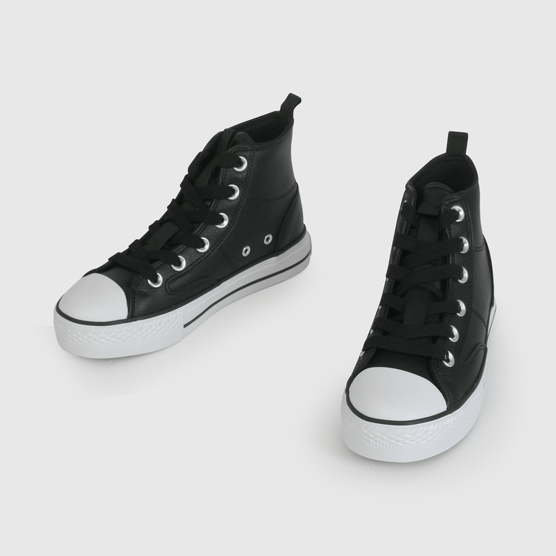 Zapatilla Plataforma Niña Caña Baja Negra Talla 28 al 33