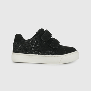 Zapatilla Negra con Estrella y Brillos de Caminante talla 21 a 27