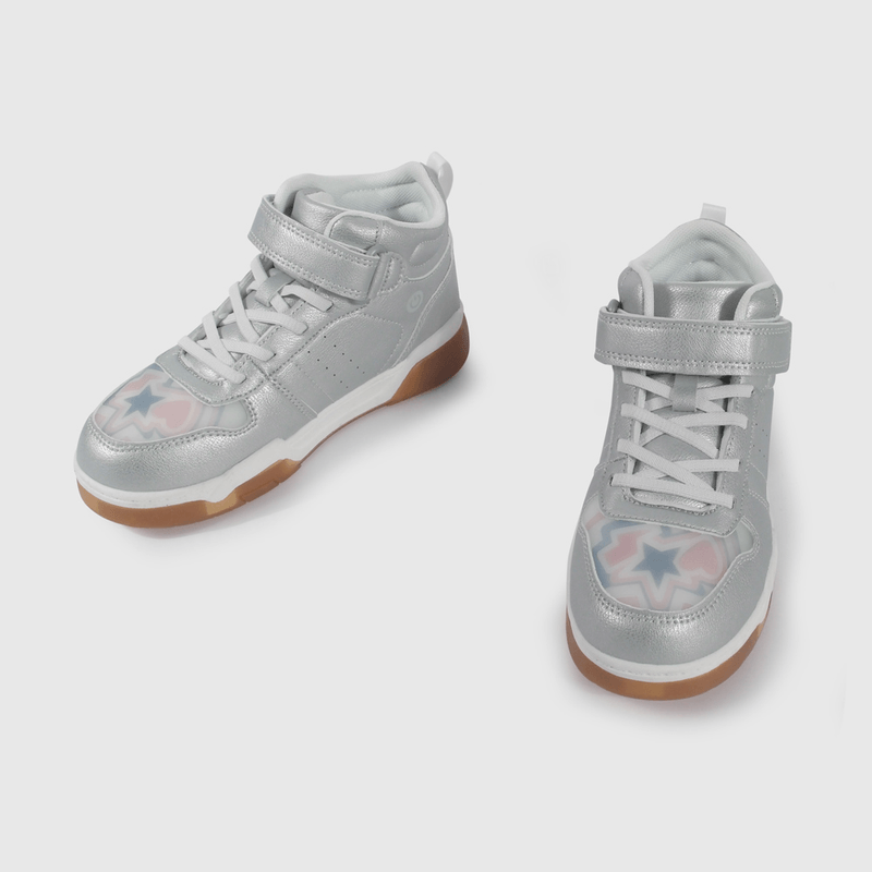 Zapatilla de Luces Metalizada Plateada de Niño talla 28 a 38