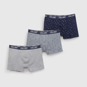 Pack Tres Boxer Palmeras De Niño Celeste talla 2 a 12 añoss