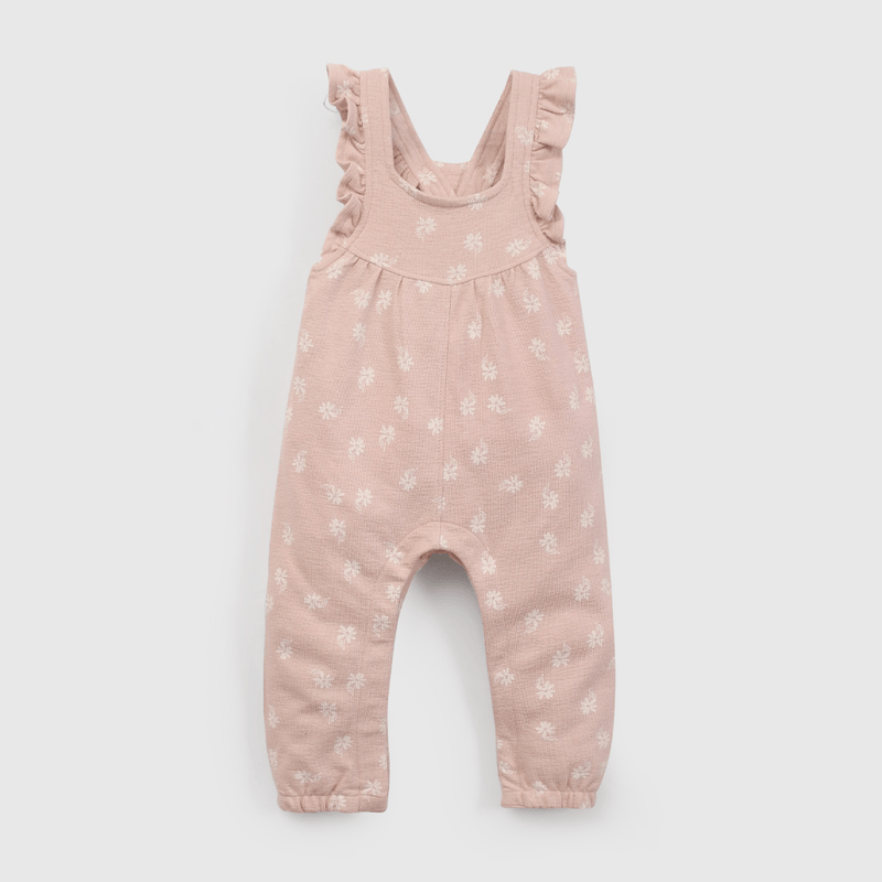 Conjunto Jardinera Y Body Flores Rosado  de Niña Infantil talla 0/3 M a 18/24M