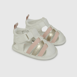 Sandalia Cangrejera Beige y Rosado de Bebé talla 14 a 18