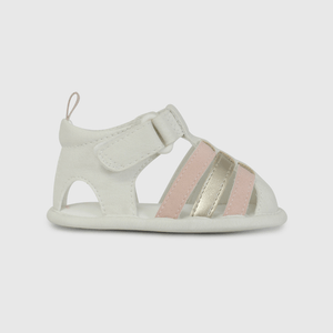 Sandalia Cangrejera Beige y Rosado de Bebé talla 14 a 18