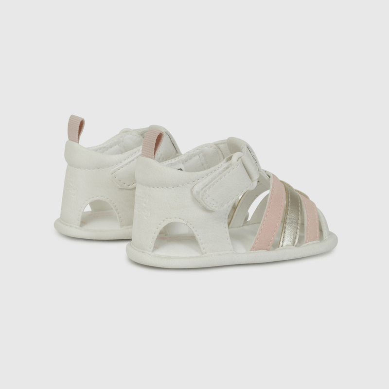 Sandalia Cangrejera Beige y Rosado de Bebé talla 14 a 18