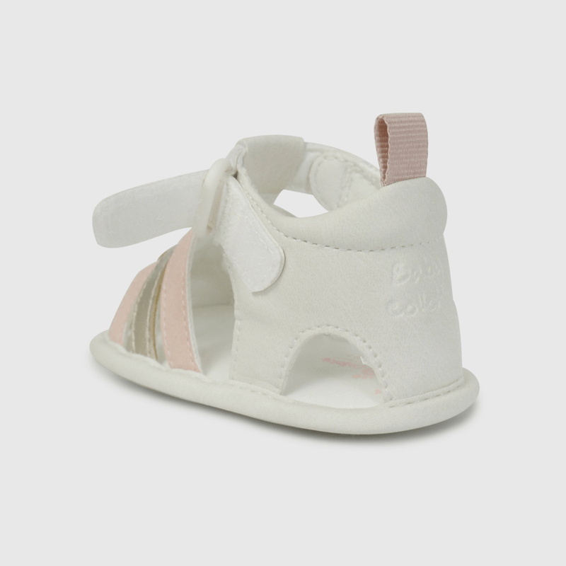 Sandalia Cangrejera Beige y Rosado de Bebé talla 14 a 18