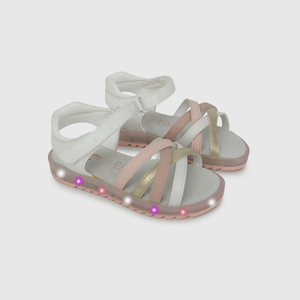 Sandalia de Luces Blanca con Rosado de Caminante talla 21 a 27