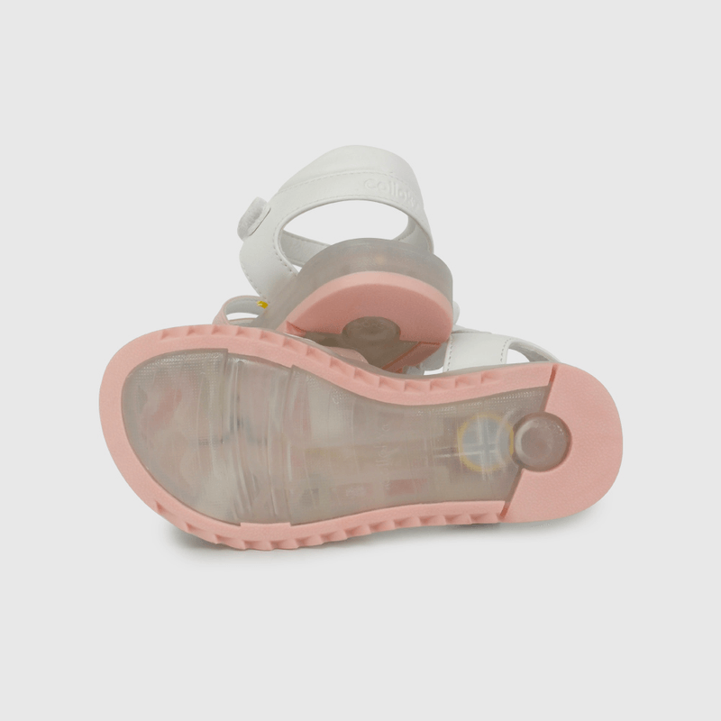 Sandalia de Luces Blanca con Rosado de Caminante talla 21 a 27
