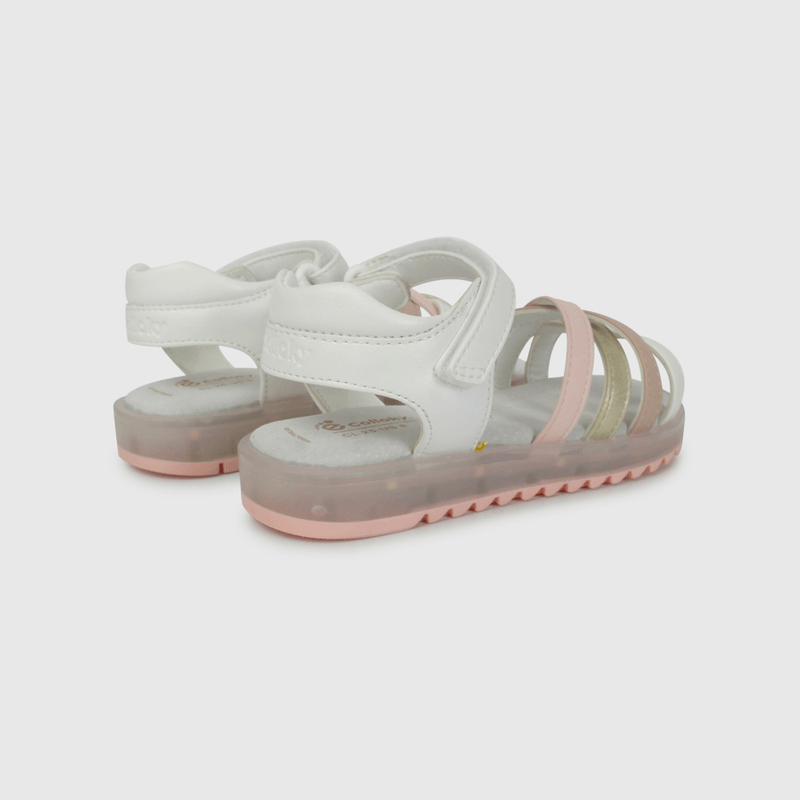 Sandalia de Luces Blanca con Rosado de Caminante talla 21 a 27