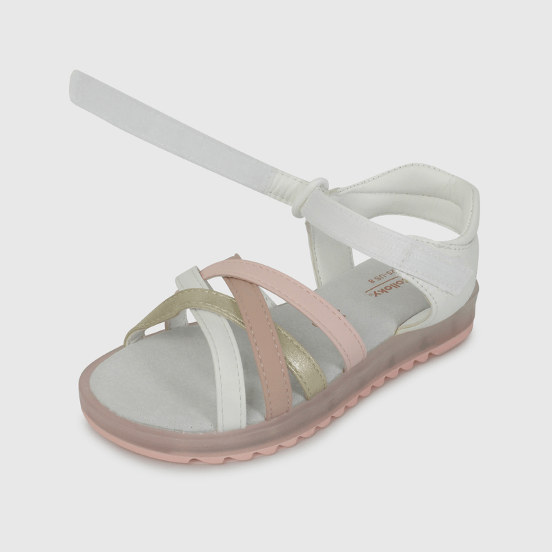 Sandalia de Luces Blanca con Rosado de Caminante talla 21 a 27