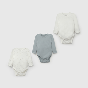 Pack Tres Bodies Celeste de Bebé de New born talla RN a 24M