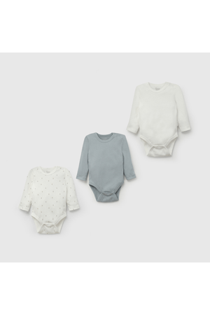 Pack Tres Bodies Celeste de Bebé de New born talla RN a 24M