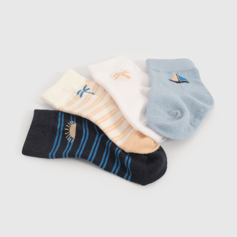 Pack Cuatro Calcetines Playa De Niño Infantil talla 14/16 a 23/25