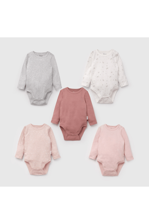 Pack Cinco Bodies de Bebé Manga Larga talla 0/3 M a 18/24M