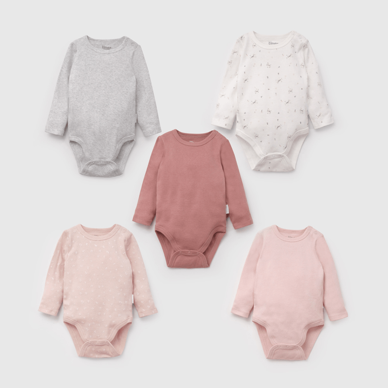 Pack Cinco Bodies de Bebé Manga Larga talla 0/3 M a 18/24M