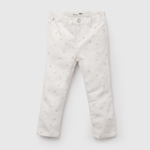 Pantalón Blanco Flores de Niña Infantil talla 3/6 M a 24m/36 M