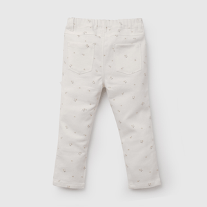 Pantalón Blanco Flores de Niña Infantil talla 3/6 M a 24m/36 M