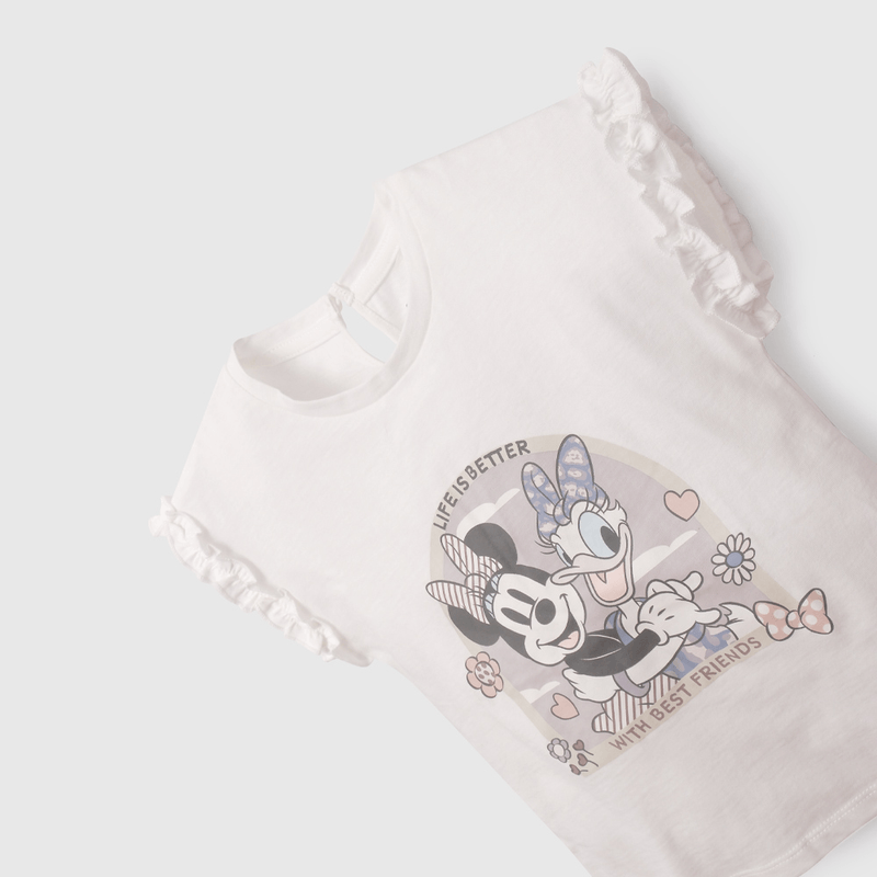 Polera Blanca Minnie Y Daisy de Niña Infantil talla 3/6 M a 24m/36 M