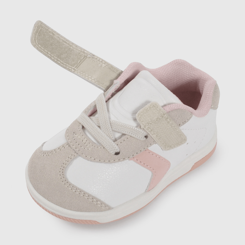 Zapatilla Urbana Blanca y Rosado de Primeros Pasos talla 18 a 21