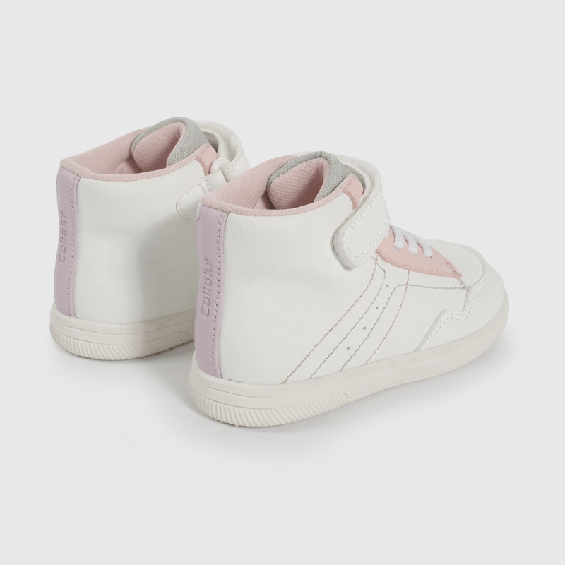 Zapatilla Urbana Blanca Caña Alta con Velcro talla 21 a 27