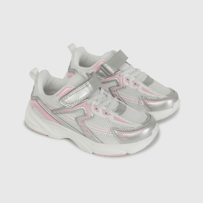Zapatilla Urbana Blanca con Rosado con Velcro talla 28 a 38
