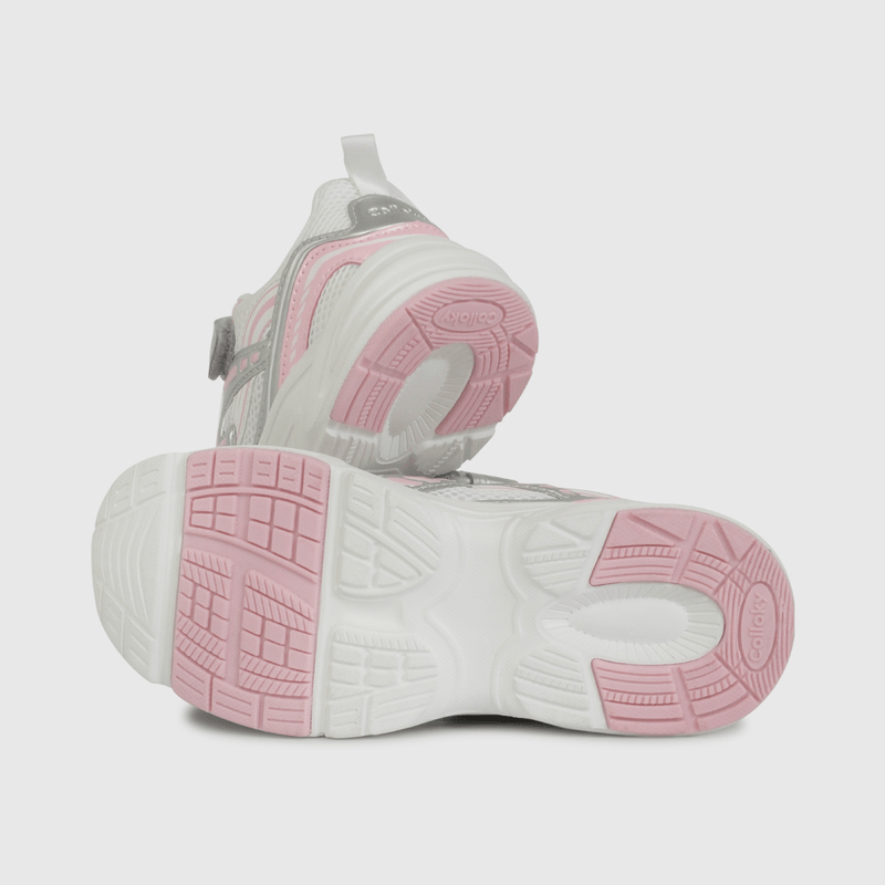 Zapatilla Urbana Blanca con Rosado con Velcro talla 28 a 38