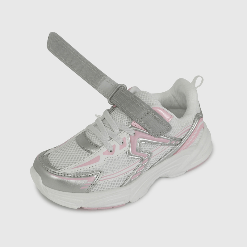 Zapatilla Urbana Blanca con Rosado con Velcro talla 28 a 38