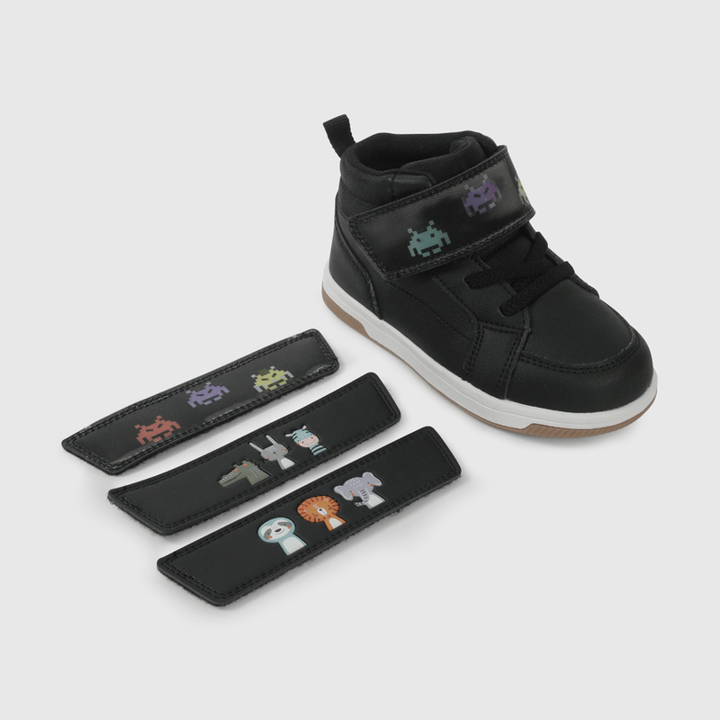 Zapatilla de niña para Caminante Negra con Velcros Intercambiables Talla 21 al 27