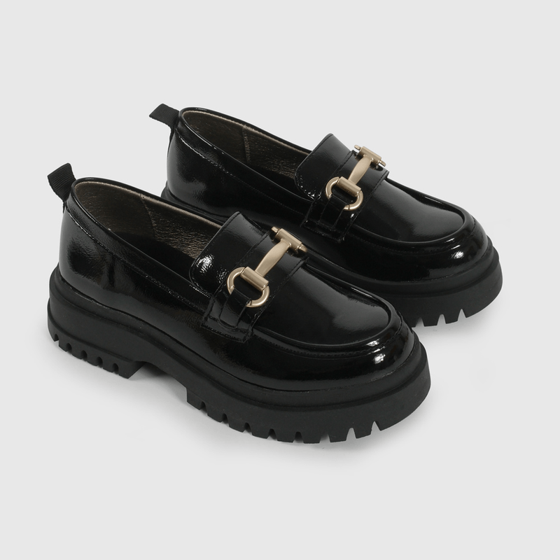 Mocasin Negro de Charol de Niño talla 28 a 38