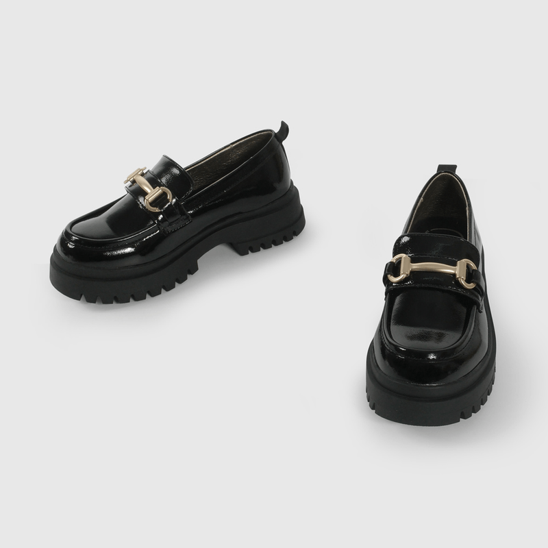 Mocasin Negro de Charol de Niño talla 28 a 38