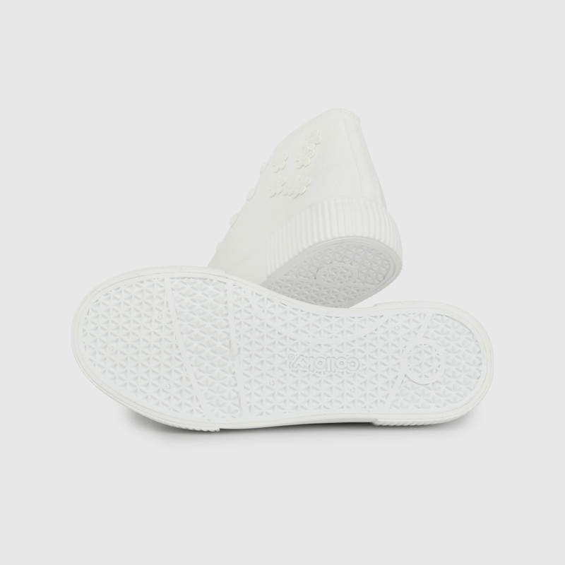 Zapatilla de Lona Blanca con Aplicaciones de Flores de Niño talla 28 a 38