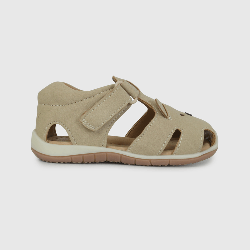 Sandalia Cangrejera con Diseño de Oso Beige de Primeros Pasos talla 18 a 21