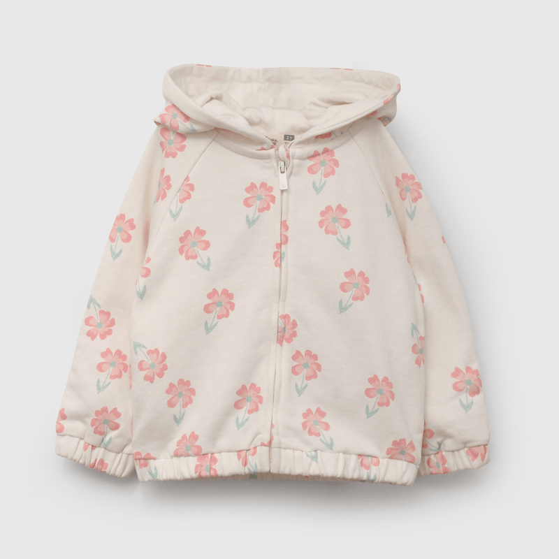 Polerón Blanco Flores de Niña Infantil talla 3/6 M a 24m/36 M