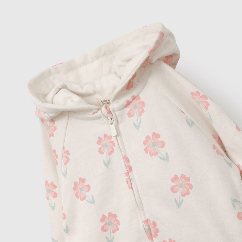 Polerón Blanco Flores de Niña Infantil talla 3/6 M a 24m/36 M