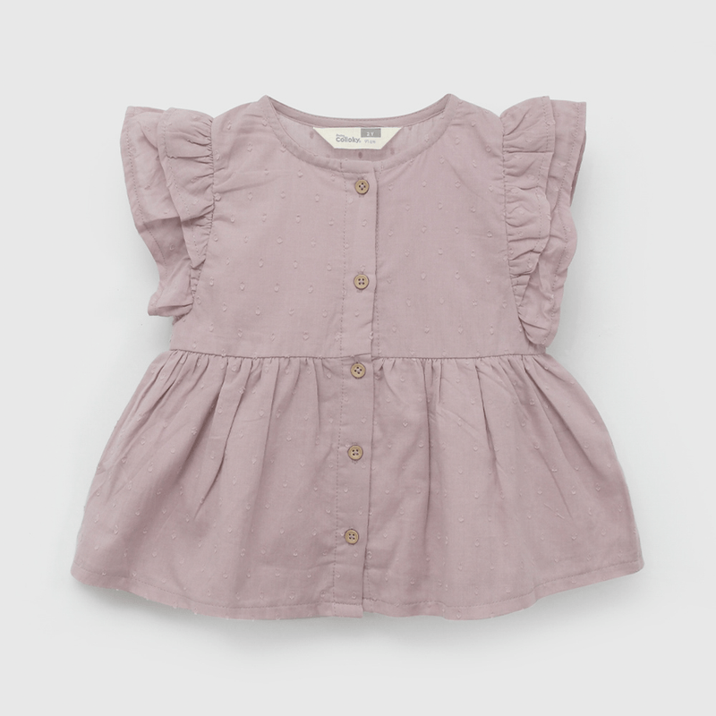 Blusa Morada Vuelos de Niña Infantil talla 3/6 M a 24m/36 M