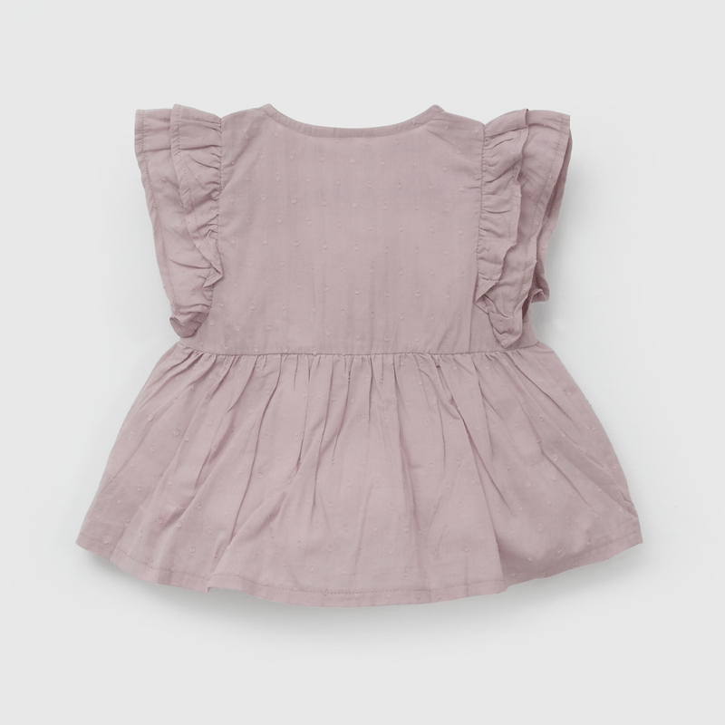 Blusa Morada Vuelos de Niña Infantil talla 3/6 M a 24m/36 M