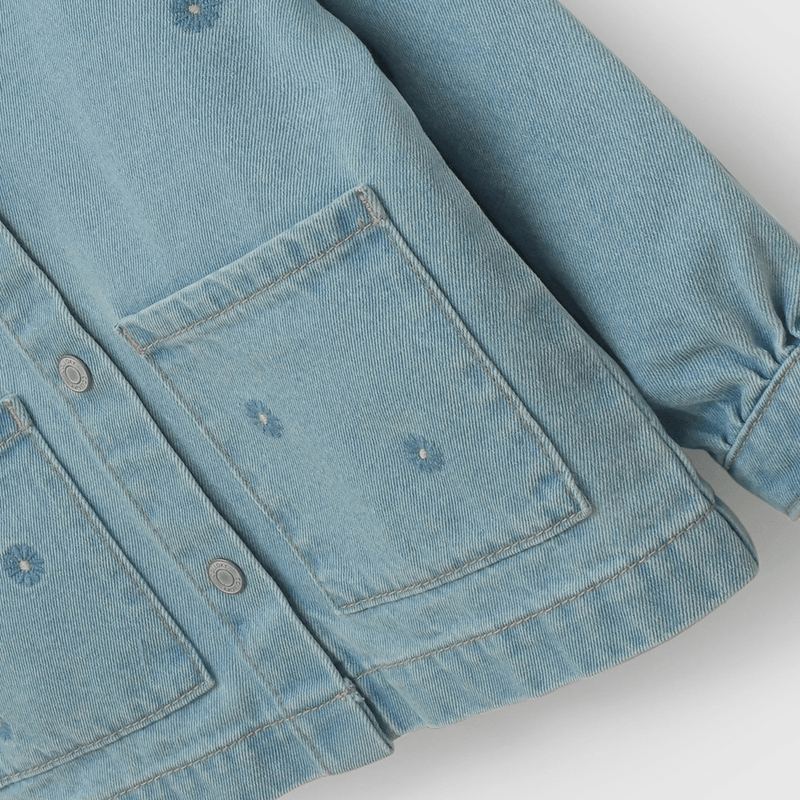 Chaqueta Jeans Bordada Flores de Niña talla 3/6 M a 24m/36 M