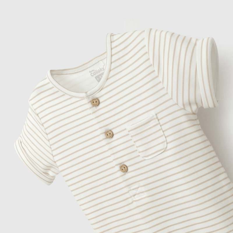 Enterito Beige Rayado de Bebé de New born talla RN a 6/9 M