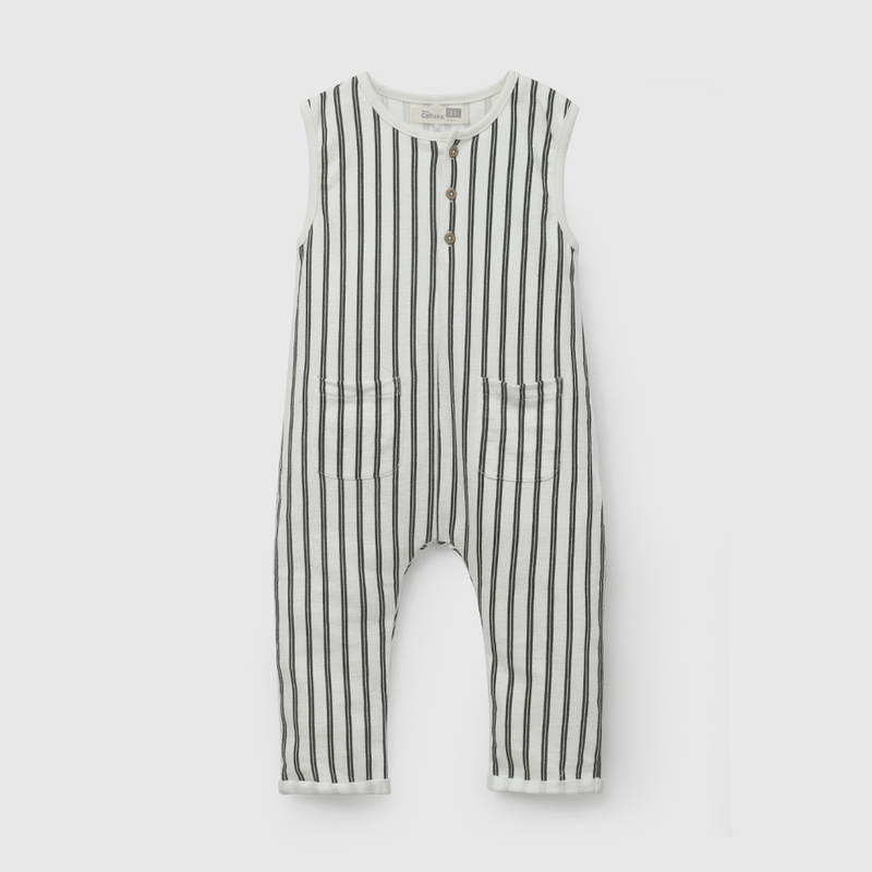 Jardinera Blanca Rayada De Niño Infantil talla 3/6 M a 24m/36 M