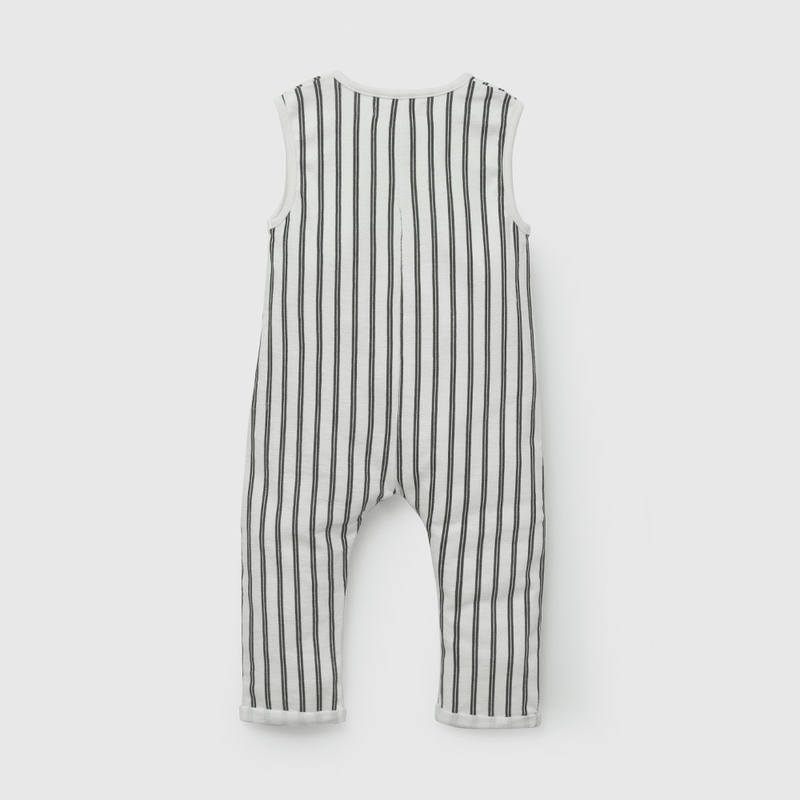 Jardinera Blanca Rayada De Niño Infantil talla 3/6 M a 24m/36 M