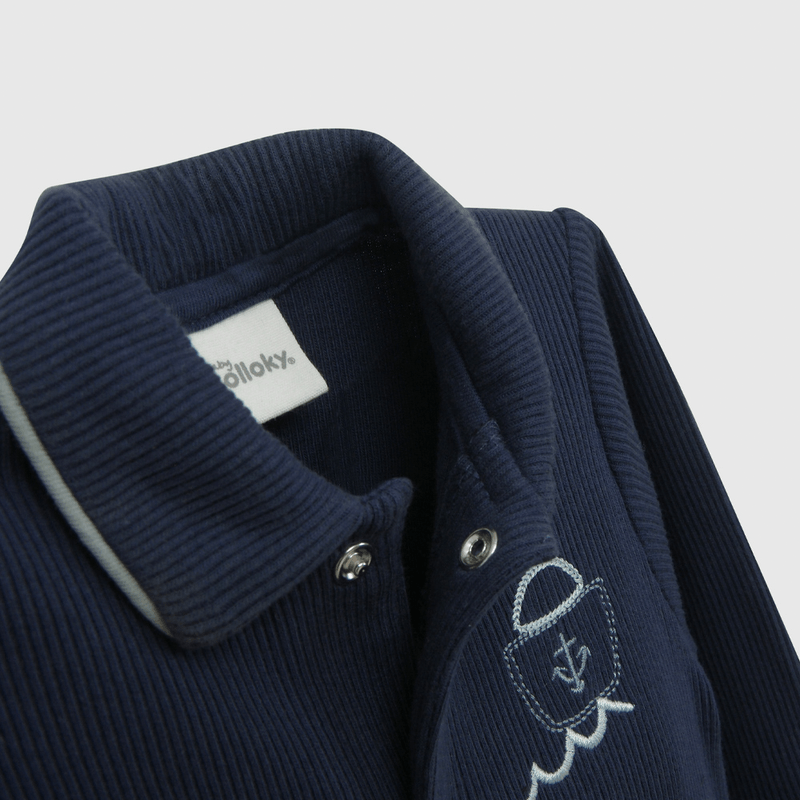 Osito Azul Cuello Navy de Bebé de New born talla RN a 6/9 M