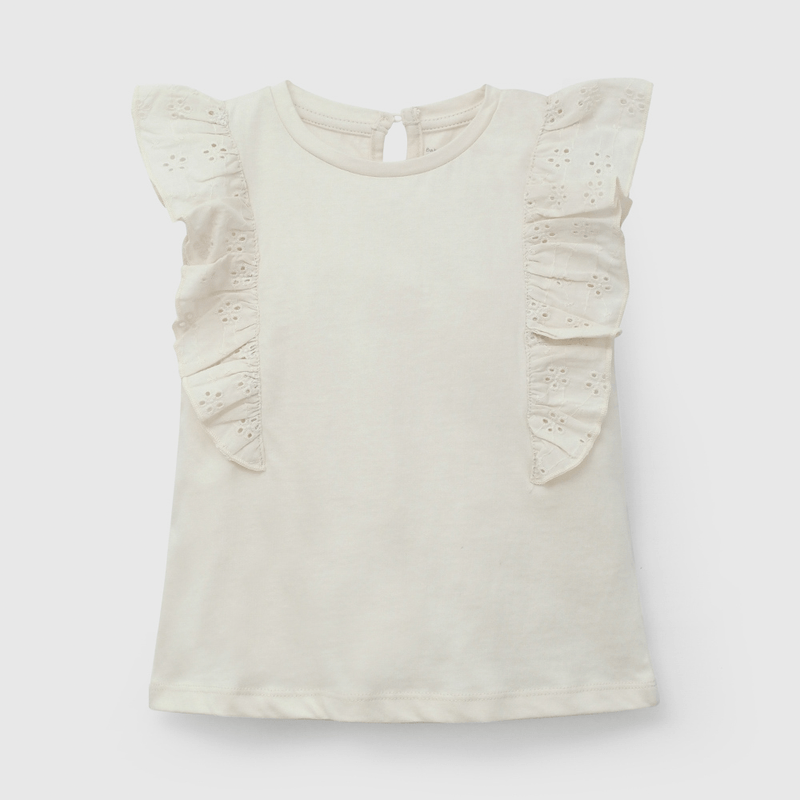 Polera Beige Broderie de Niña Infantil talla 3/6 M a 24m/36 M