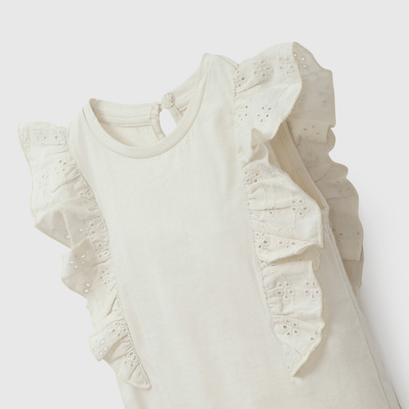 Polera Beige Broderie de Niña Infantil talla 3/6 M a 24m/36 M